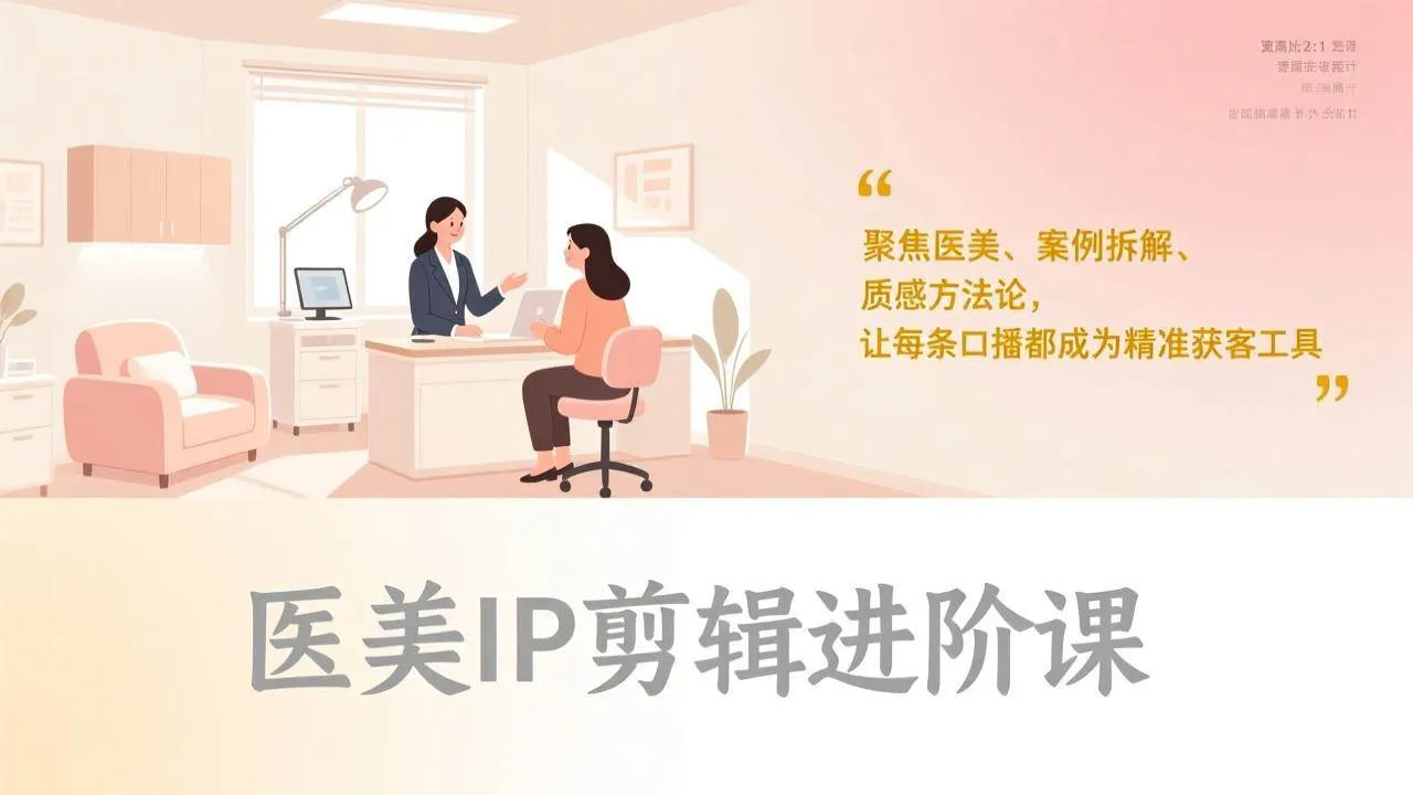 （17303期）医美IP剪辑进阶课，聚焦医美、案例拆解、质感方法论，让每条口播都成为精准获客工具-温久网络