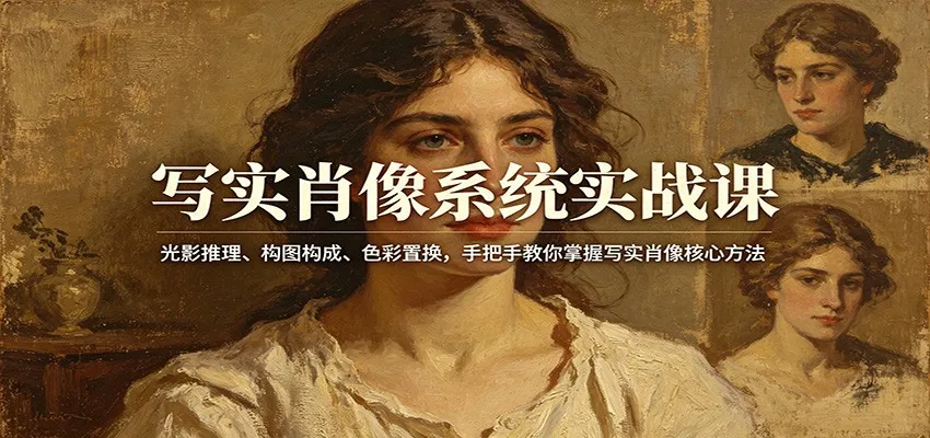 写实肖像系统实战课：光影推理、构图构成、色彩置换，手把手教你掌握写实肖像核心方法-温久网络