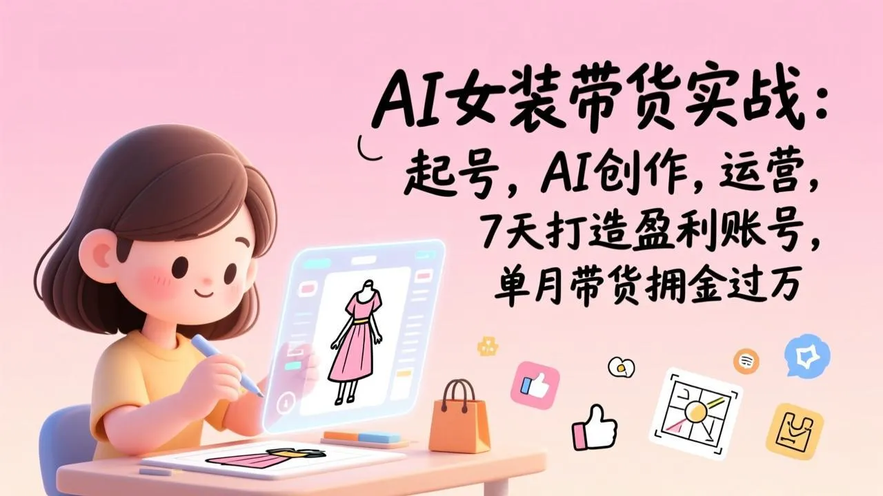 AI女装带货实战：起号，AI创作，运营，7天打造盈利账号，单月带货佣金过万-温久网络