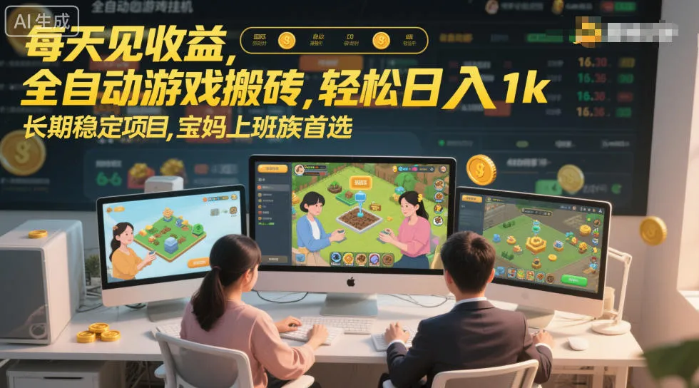 每天见收益，全自动游戏搬砖，轻松日入1k，长期稳定项目，宝妈上班族首选【揭秘】