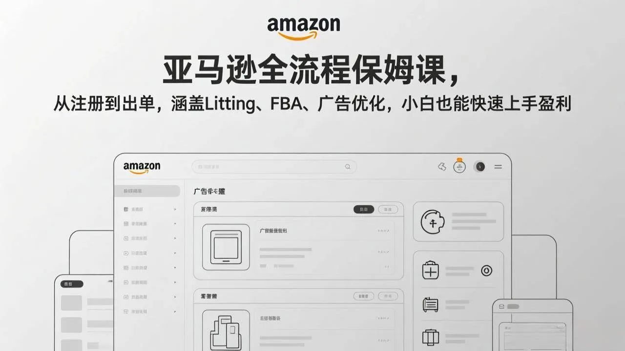 （17293期）亚马逊全流程保姆课，从注册到出单，涵盖Listing、FBA、广告优化，小白也能快速上手盈利-温久网络