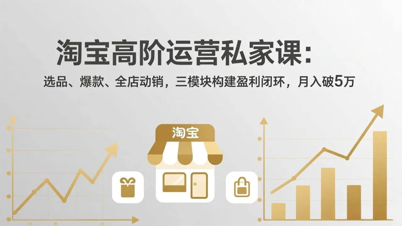 （17904期）淘宝高阶运营私家课（更新26年4月）：选品、爆款、全店动销，三模块构建盈利闭环，月入破5万-温久网络