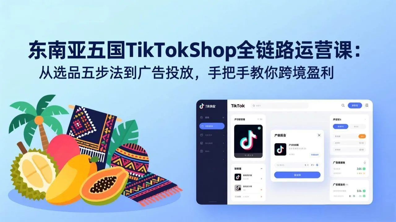 （17511期）东南亚五国TikTok Shop全链路运营课：从选品五步法到广告投放，手把手教你跨境盈利-温久网络