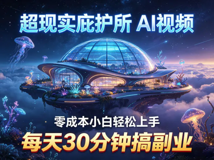超现实庇护所AI视频项目拆解，零成本小白轻松上手，每天30分钟搞副业-温久网络