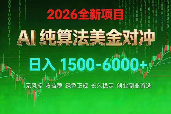 2026 全新美金对冲项目，不套平台赠金，不封号，纯算法对冲，日入 1500-6000+-温久网络
