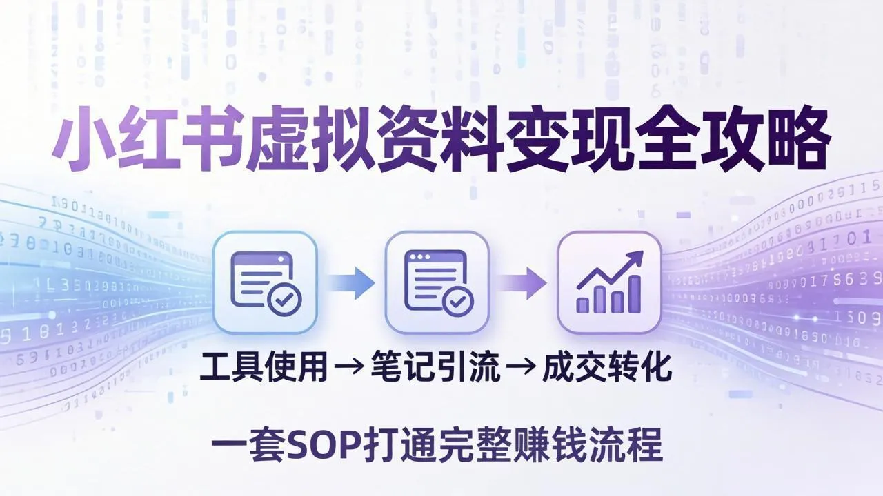 小红书虚拟资料变现全攻略：从工具使用到笔记引流成交，一套 SOP 打通完整赚钱流程-温久网络