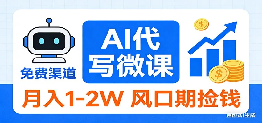 2026告别打工！AI 代写微课，提供免费渠道，月入 1-2W 风口期捡钱-温久网络