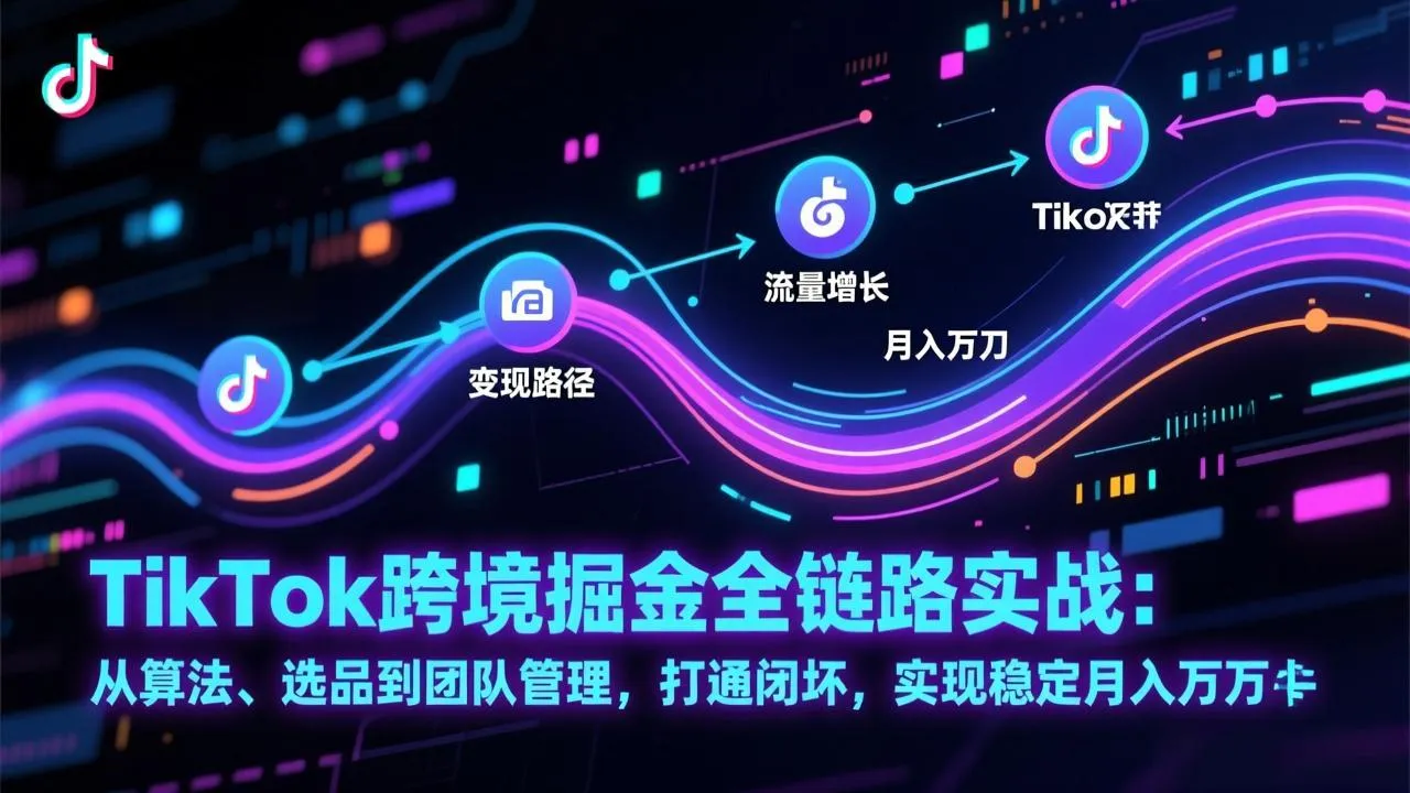 TikTok跨境掘金全链路实战：从算法、选品到团队管理，打通闭环，实现稳定月入万刀-温久网络