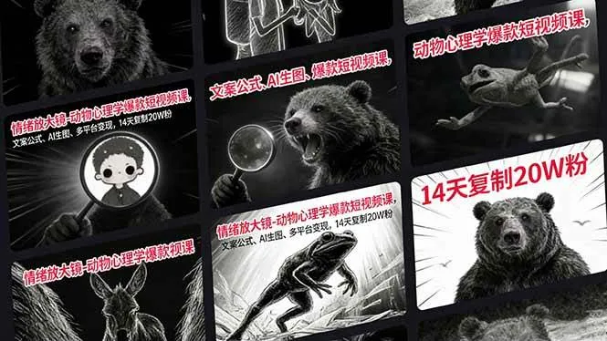 （17376期）情绪放大镜-动物心理学爆款短视频课，文案公式、AI生图、多平台变现，14天复制20W粉-温久网络