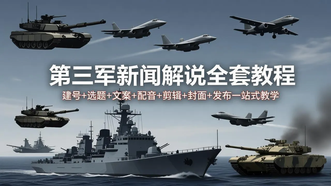 第三军迷新闻解说全套教程：建号+选题+文案+配音+剪辑+封面+发布一站式教学-温久网络