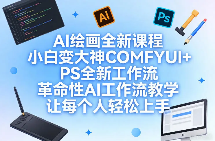 AI绘画全新课程，小白变大神COMFYUI+PS全新工作流，革命性AI工作流教学，让每个人轻松上手-温久网络