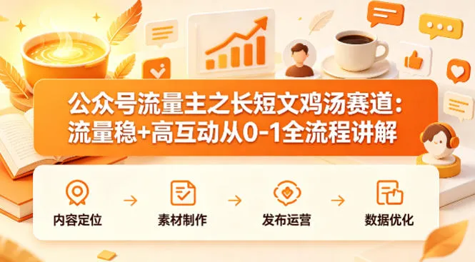 公众号流量主之长短文鸡汤赛道，流量稳+高互动，从0-1全流程讲解-温久网络
