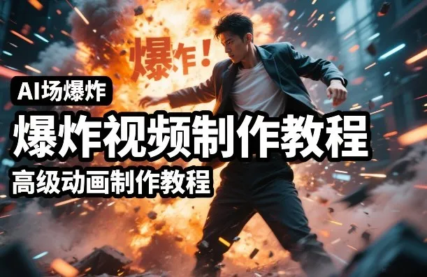 AI场景爆炸视频制作教程，利用人物实拍视频制作出高级的动画特效-温久网络