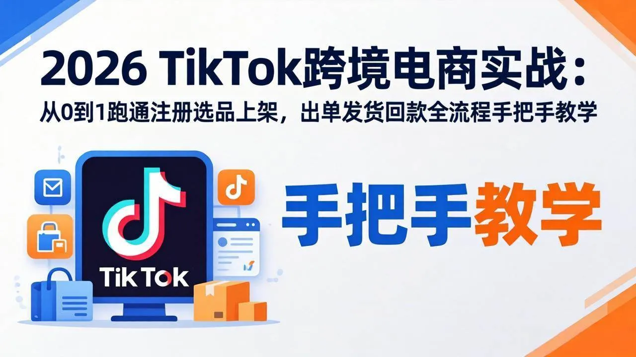 （17850期）2026TikTok跨境电商实战：从0到1跑通注册选品上架，出单发货回款全流程手把手教学-温久网络