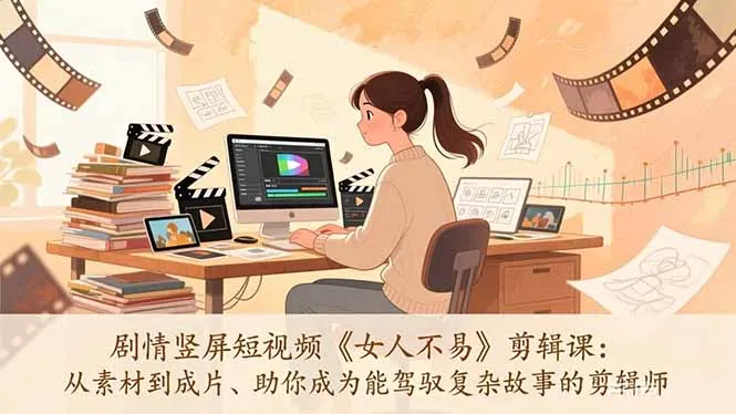 剧情竖屏短视频《女人不易》剪辑课：从素材到成片、助你成为能驾驭复杂故事的剪辑师-温久网络