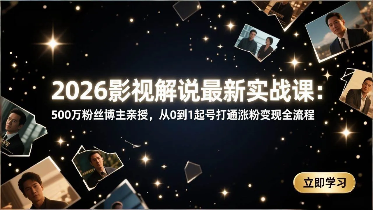 （17530期）2026影视解说最新实战课：500万粉丝博主亲授，从0到1起号打通涨粉变现全流程-温久网络