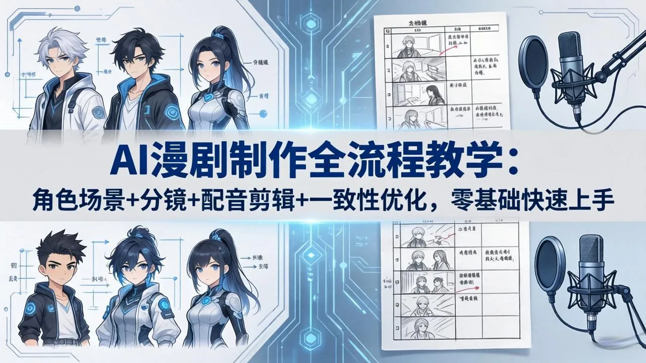 AI漫剧制作全流程教学：角色场景+分镜+配音剪辑+一致性优化，零基础快速上手-温久网络