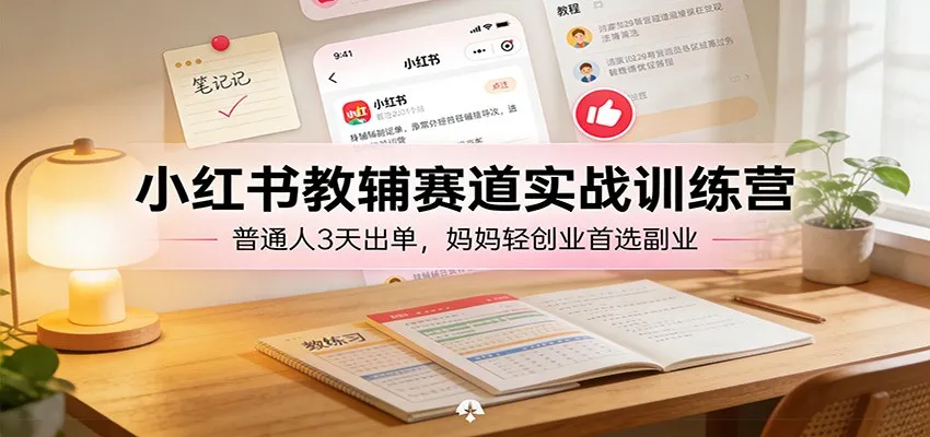 小红书教辅赛道实战训练营：普通人3天出单，妈妈轻创业首选副业-温久网络