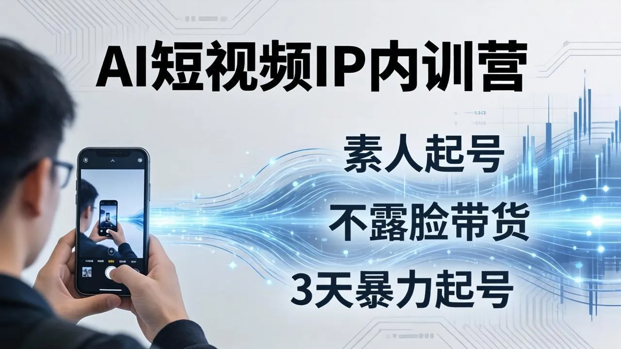2026AI短视频IP内训营：从素人起号到不露脸带货，3天暴力起号全流程拆解-温久网络