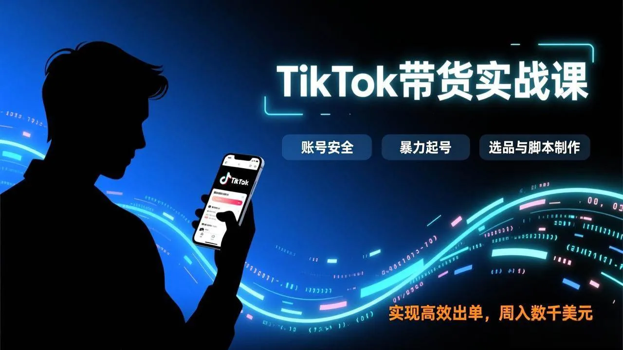 （17278期）TikTok带货实战课，涵盖账号安全、暴力起号、选品与脚本制作，实现高效出单，周入数千美元-温久网络