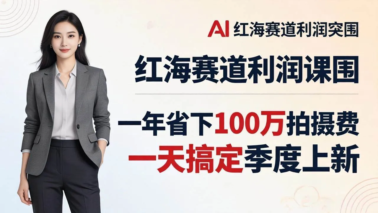 （17884期）服装老板AI模特图课：一年省下100万拍摄费，一天搞定季度上新，红海赛道利润突围-温久网络
