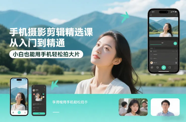 手机摄影剪辑精选课，从入门到精通，小白也能用手机轻松拍大片-温久网络