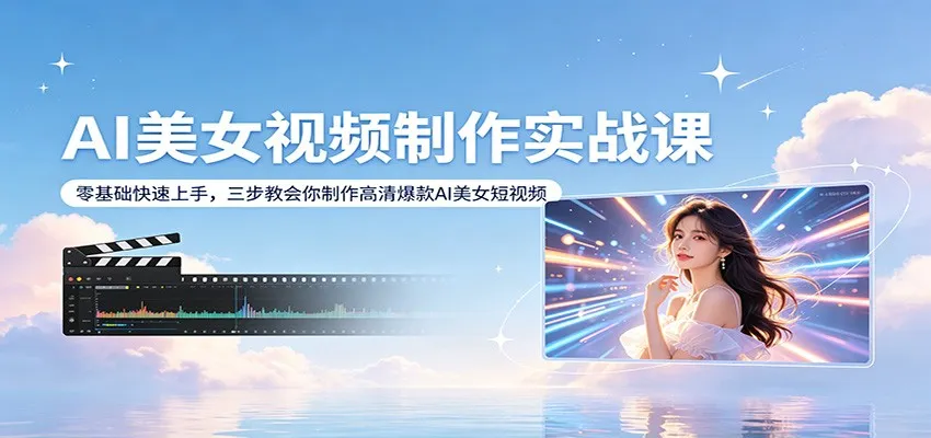 AI美女视频制作实战课：零基础快速上手，三步教会你制作高清爆款AI美女短视频-温久网络