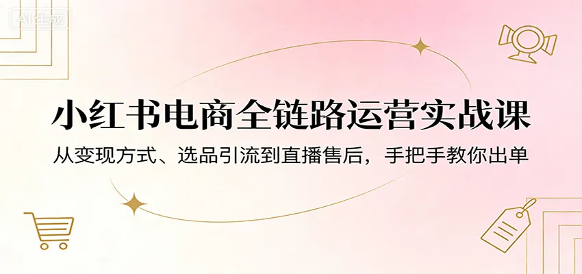 小红书电商全链路运营实战课：从变现方式、选品引流到直播售后，手把手教你出单-温久网络