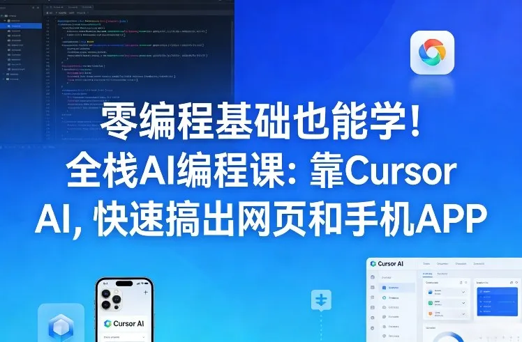 零编程基础也能学！全栈AI编程课：靠Cursor AI，快速搞出网页和手机APP-温久网络