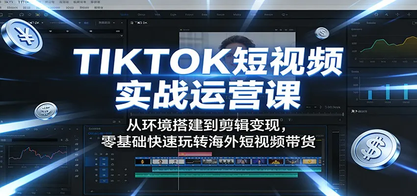 TIKTOK短视频实战运营课：从环境搭建到剪辑变现，零基础快速玩转海外短视频带货-温久网络