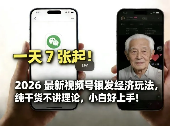 2026最新视频号银发经济玩法，轻松每天7张起，小白也可做-温久网络