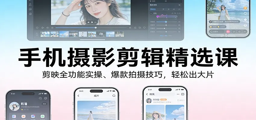 手机摄影剪辑精选课：剪映全功能实操、爆款拍摄技巧，轻松出大片-温久网络
