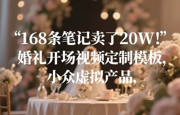 168条笔记卖了20W！婚礼开场视频定制模板，小众虚拟产品-温久网络