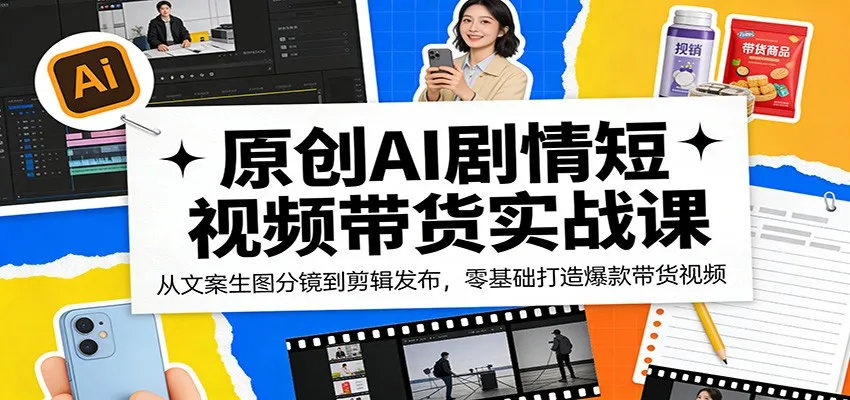 原创AI剧情短视频带货实战课：从文案生图分镜到剪辑发布，零基础打造爆款带货视频-温久网络