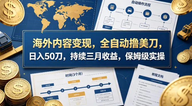 海外内容变现，全自动撸美刀，日入50刀，持续三月收益，保姆级实操【揭秘】-温久网络
