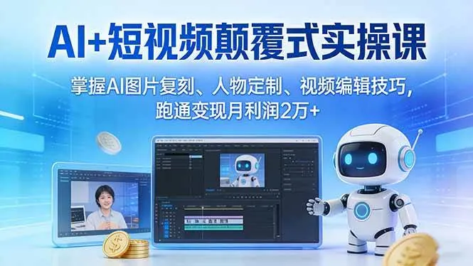 （17454期）AI+短视频颠覆式实操课：掌握AI图片复刻、人物定制、视频编辑技巧，跑通变现月利润2万+-温久网络