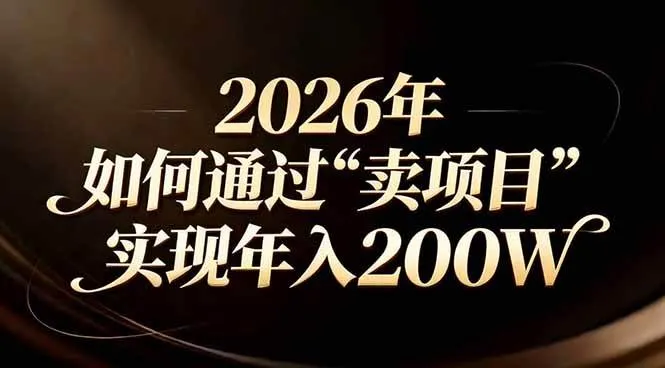 （17309期）站在2026年的十字路口：一个普通人如何通过卖项目实现年入200万-温久网络