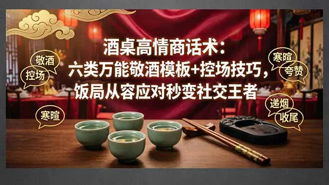 付费文章：酒桌高情商话术：六类万能敬酒模板+控场技巧，饭局从容应对秒变社交王者-温久网络