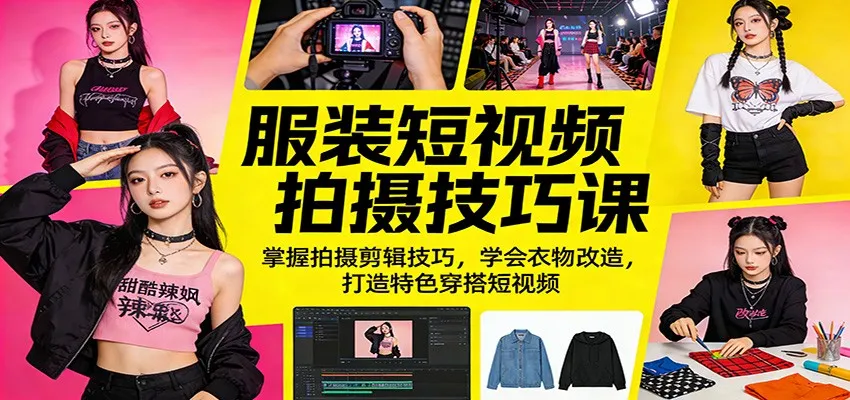 服装短视频拍摄技巧课：掌握拍摄剪辑技巧，学会衣物改造，打造特色穿搭短视频-温久网络