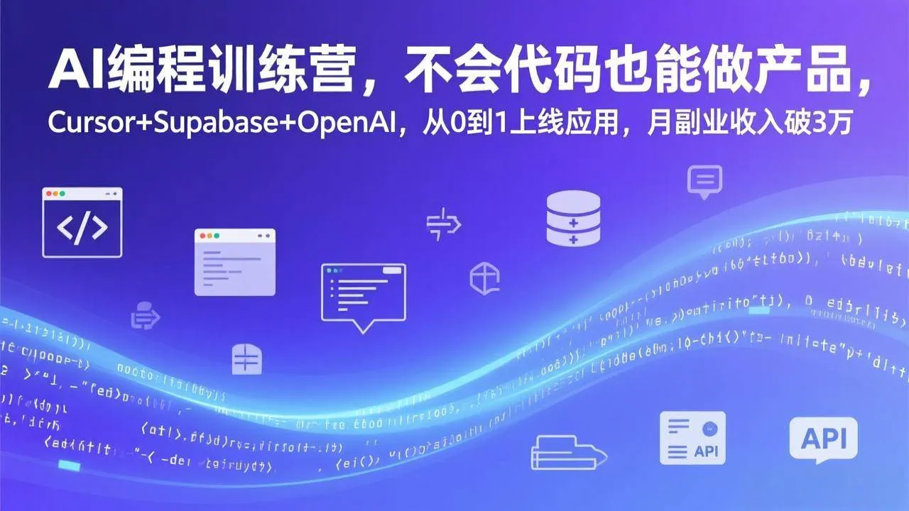 （17388期）AI编程训练营，不会代码也能做产品，Cursor+Supabase+OpenAI，从0到1上线应用，月副业收入破3万-温久网络