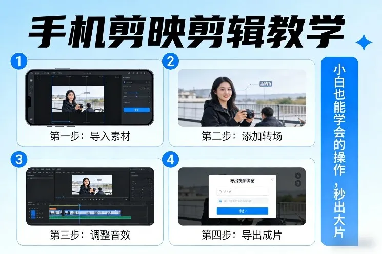 手机剪映剪辑教学，小白也能学会的操作，秒出大片-温久网络