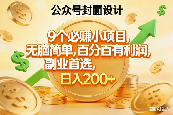 （17392期）9个必赚小项目，无脑简单，百分百有利润，副业首选，日入300+-温久网络
