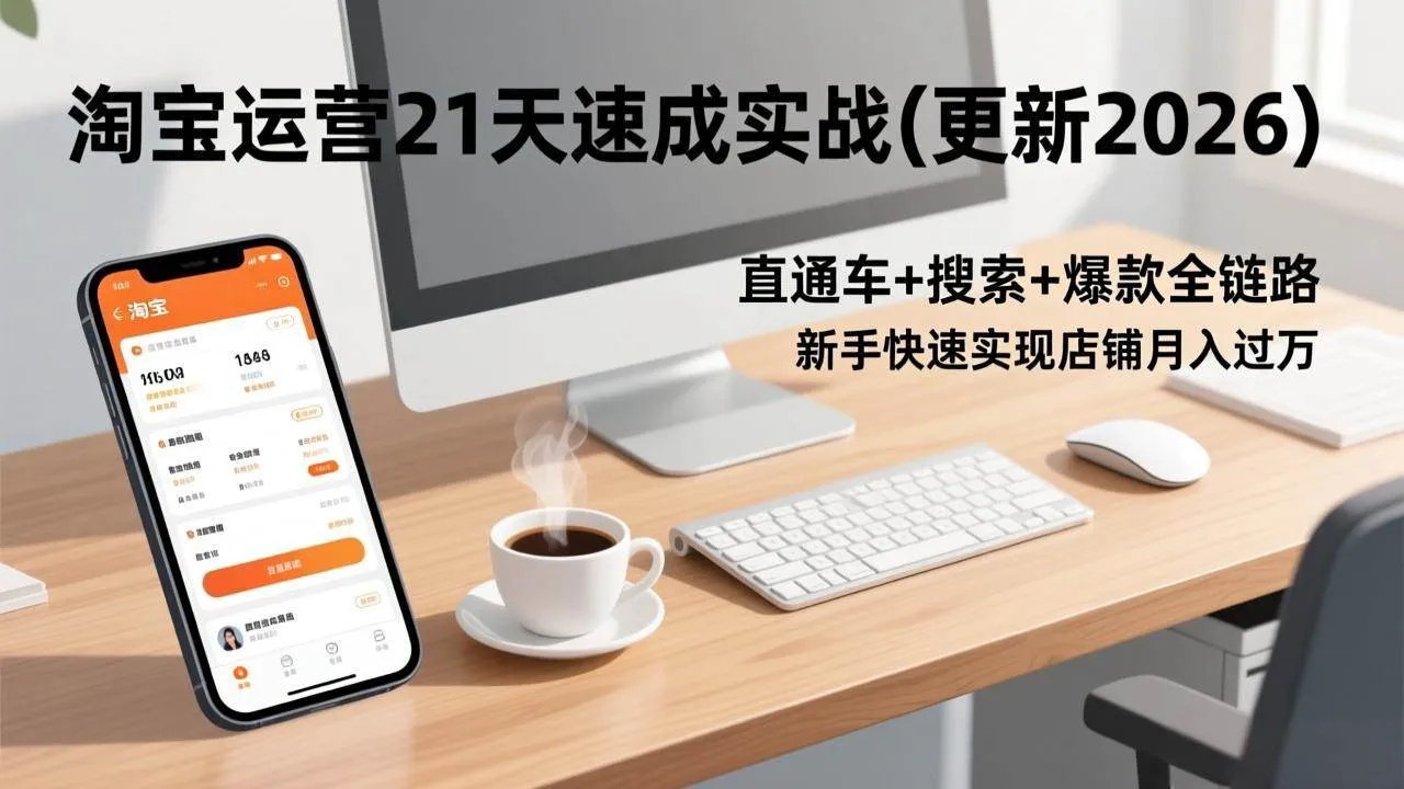 （17806期）淘宝运营21天速成实战(更新3月)，直通车+搜索+爆款全链路，新手快速实现店铺月入过万-温久网络