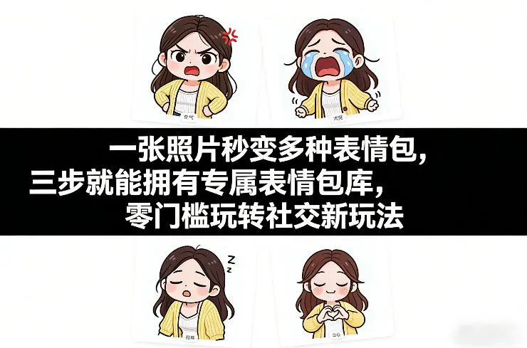 一张照片秒变多种表情包,三步就能拥有专属表情包库,零门槛玩转社交新玩法【文档】 一张照片秒变多种表情包,三步就能拥有专属表情包库,零门槛玩转社交新玩法【文档】