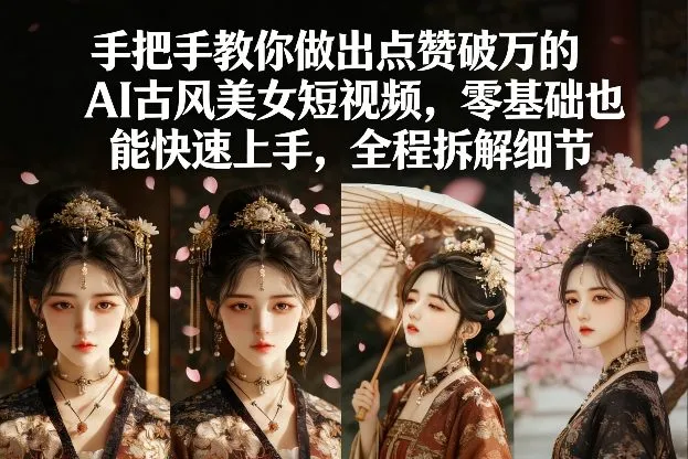 手把手教你做出点赞破万的AI古风美女短视频，零基础也能快速上手，全程拆解细节-温久网络