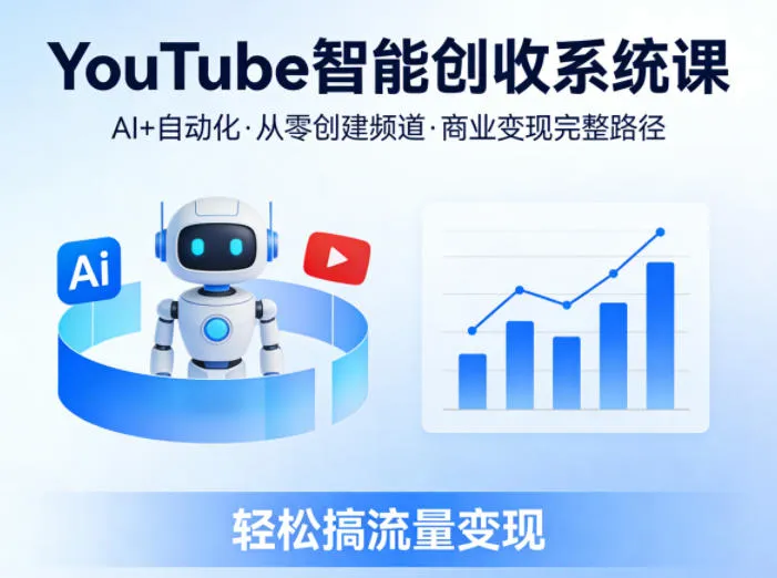 YouTube智能创收系统课，AI+自动化，从零创建YouTube频道并实现商业变现的完整路径，轻松搞流量变现-温久网络