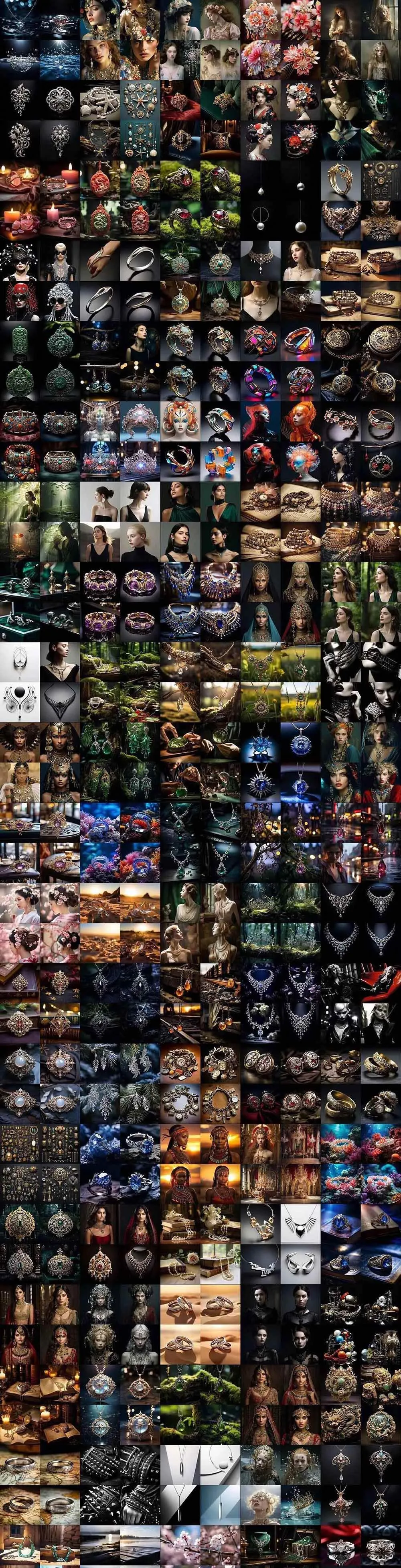 （17272期）460+专业Midjourney珠宝摄影AI提示词+成效果图，戒指/项链/耳环/手链/宝石/及奢侈配饰等全品类