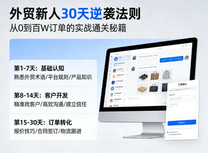 外贸新人30天逆袭法则，教你从0到百W订单的实战通关秘籍-温久网络
