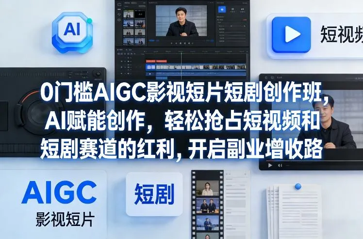 0门槛AIGC影视短片短剧创作班，AI赋能创作，轻松抢占短视频和短剧赛道的红利，开启副业增收路-温久网络