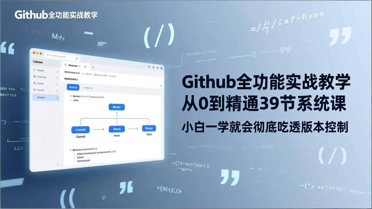 GitHub-全功能实战教学，从0到精通39节系统课，小白一学就会彻底吃透版本控制-温久网络